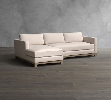 Jake Upholstered Left Arm 2-Piece Sectional with Chaise with Wood Legs, Polyester Wrapped Cushions, Performance Twill Stone - Image 3