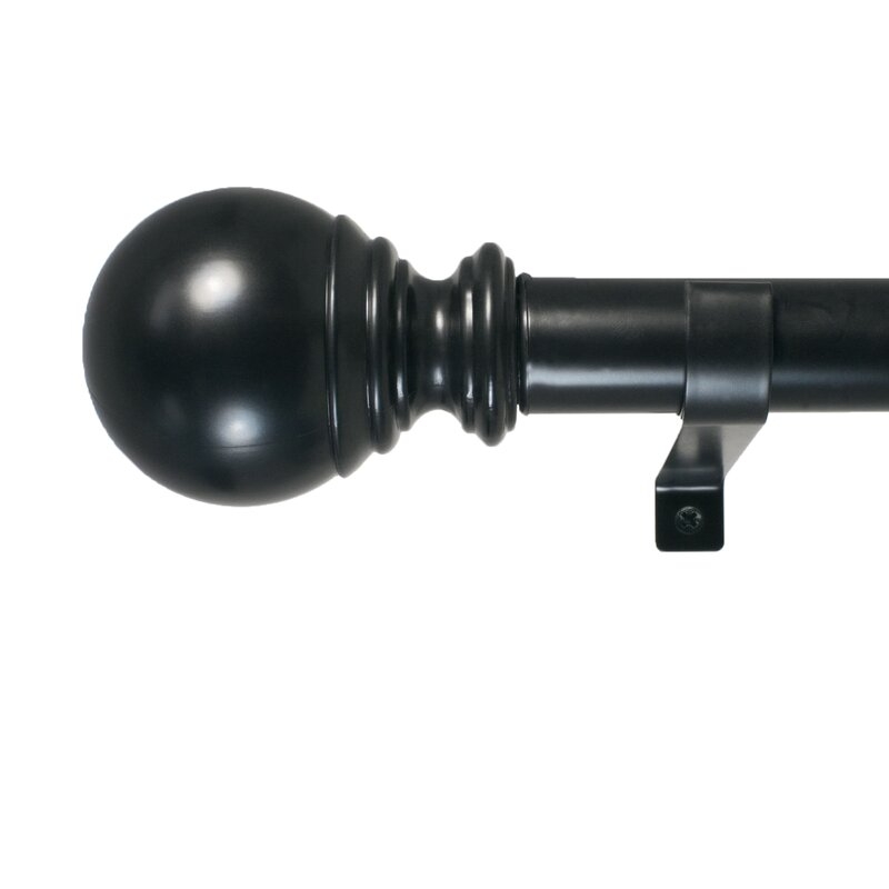 Inman Ball Telescoping Drapery Single Curtain Rod : 72" - 144"W - Image 0