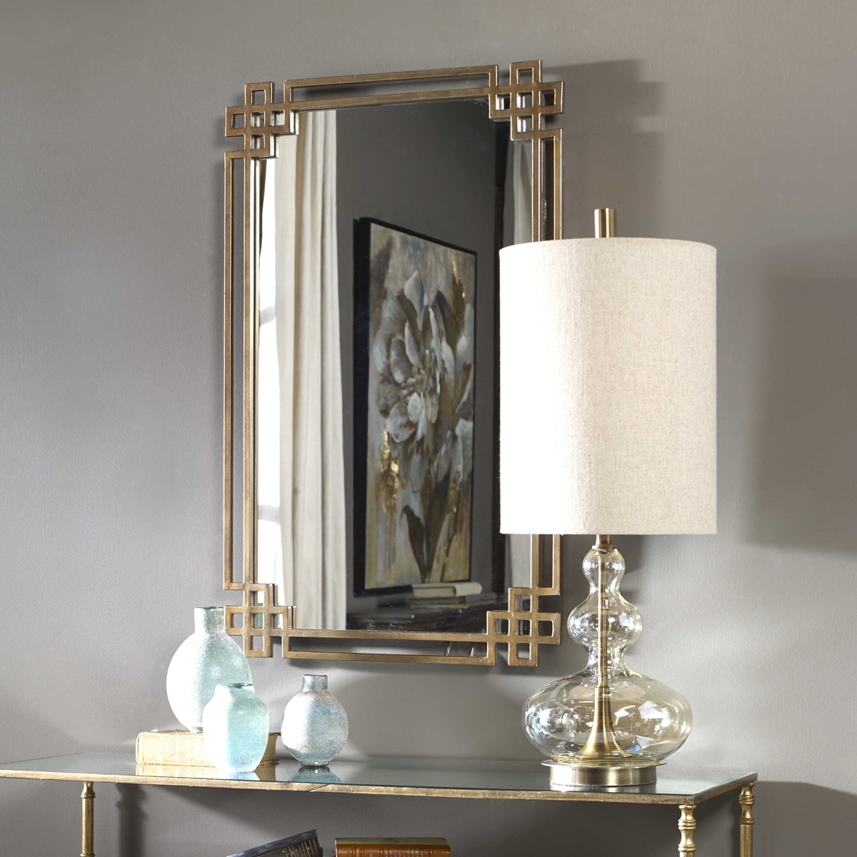 Devoll Classic Rectangle Wall Mirror, Gold - Image 2