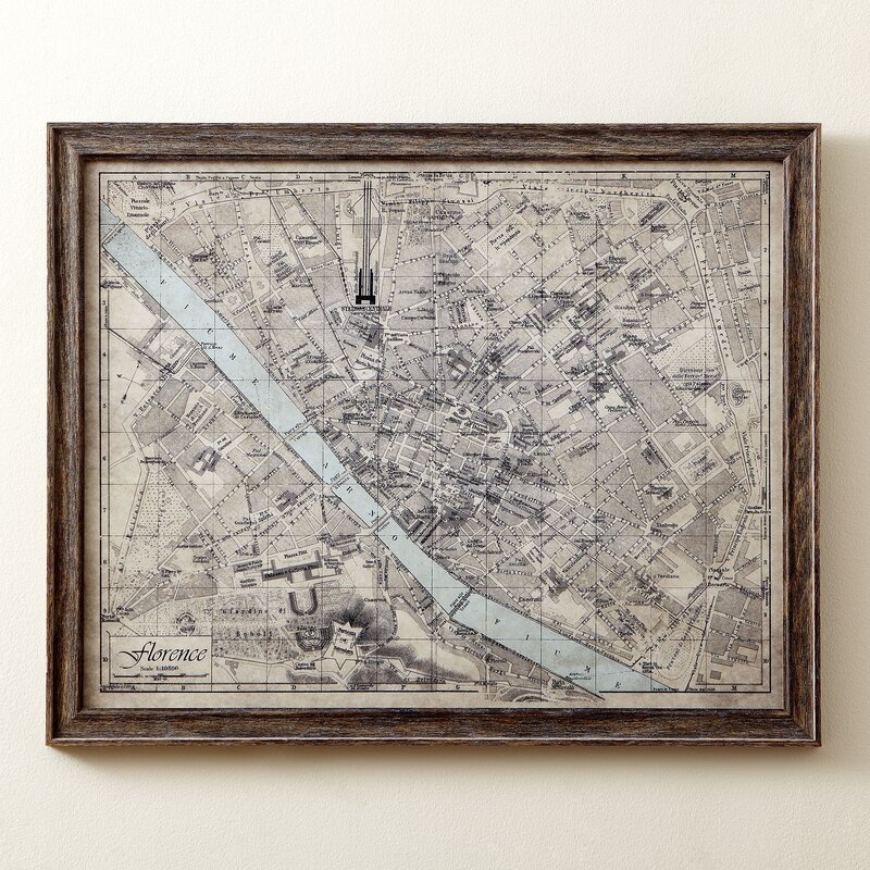 'Sepia Florence Map' Picture Frame Painting - Image 5