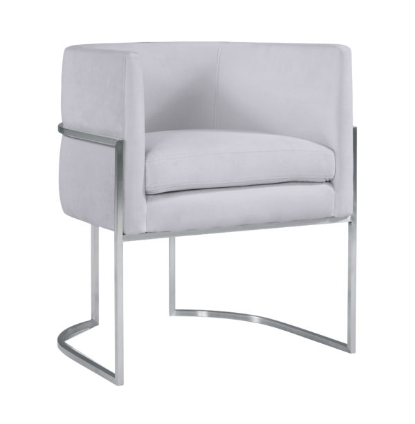 Giselle Grey Velvet Dining Chair with Silver Leg - Image 0