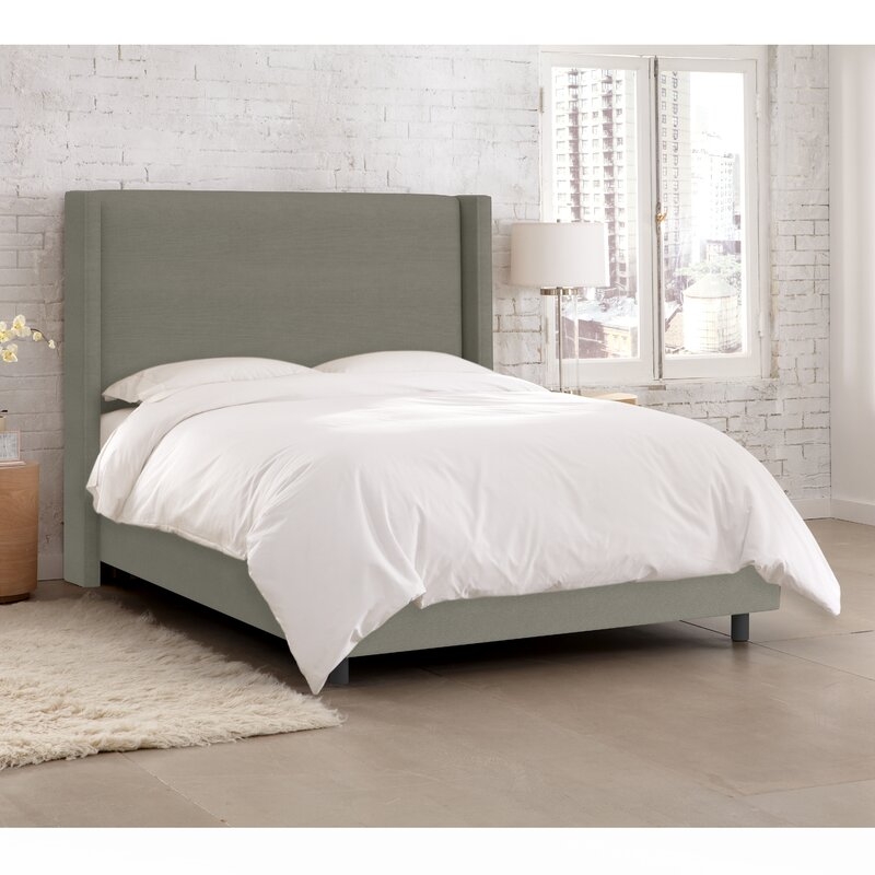 Amera Upholstered Low Profile Standard Bed, Gray, King - Image 2