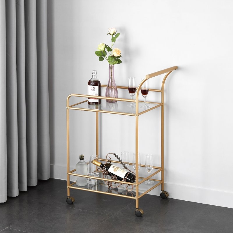 Wickliffe Glass and Metal Bar Cart - Image 0