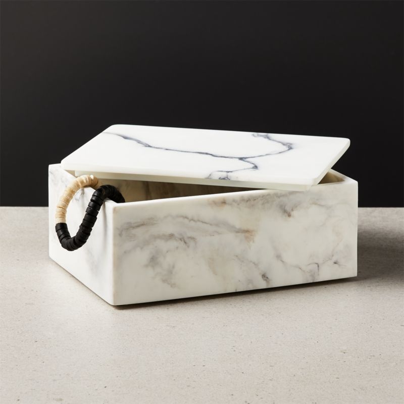 Vaughan Marbleized Ivory Resin Box Large - Image 1