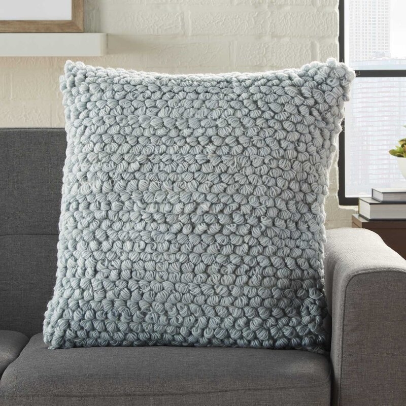 Hiawassee Wool Throw Pillow- Sky blue - Image 1