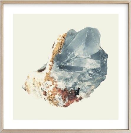 Rock Study 2 fluorite 24" x 24" Matte Brass Frame, White border - Image 0