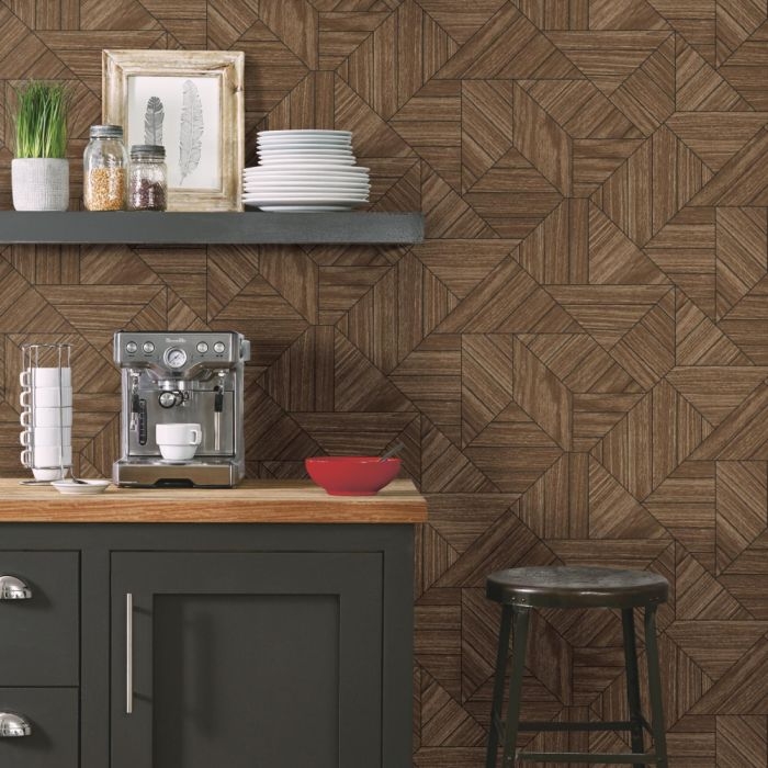 NO LONGER AVAILABLE Wood Geometric Sure Strip Wallpaper - Image 1
