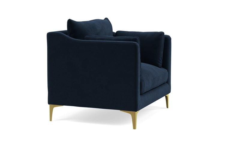 Caitlin by The Everygirl Chairs in Navy Fabric with Brass Plated legs - Image 1