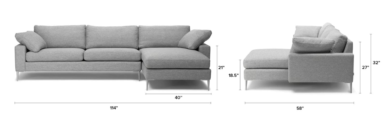 Nova Winter Gray Right Sectional Sofa - Image 1