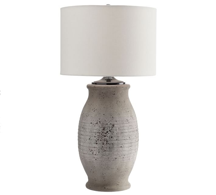 Maddox Ceramic Table Lamp, Rustic Gray Base With Medium Gallery Straight Sided Drum Shade, White - Image 6