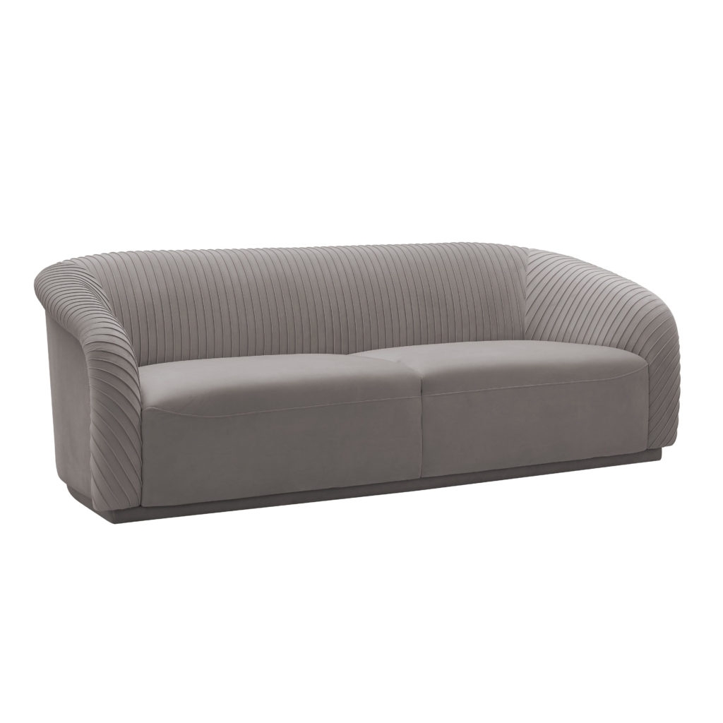 Yara Pleated Grey Velvet Sofa - Image 0
