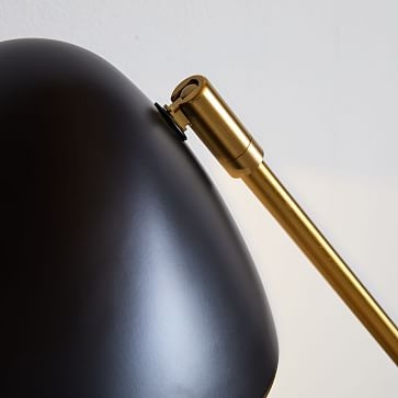 Curvilinear Mid-Century Table Lamp, Black/Brass - Image 2