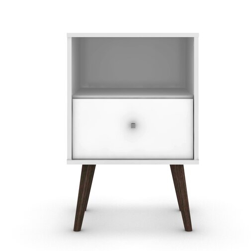 Amory Mid Century Modern 1 Drawer Nightstand - White - Image 0