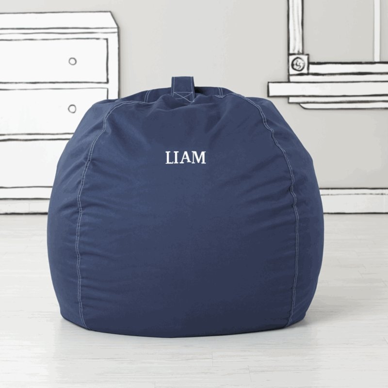 Personalized Large Dark Blue Bean Bag Chair - Image 0