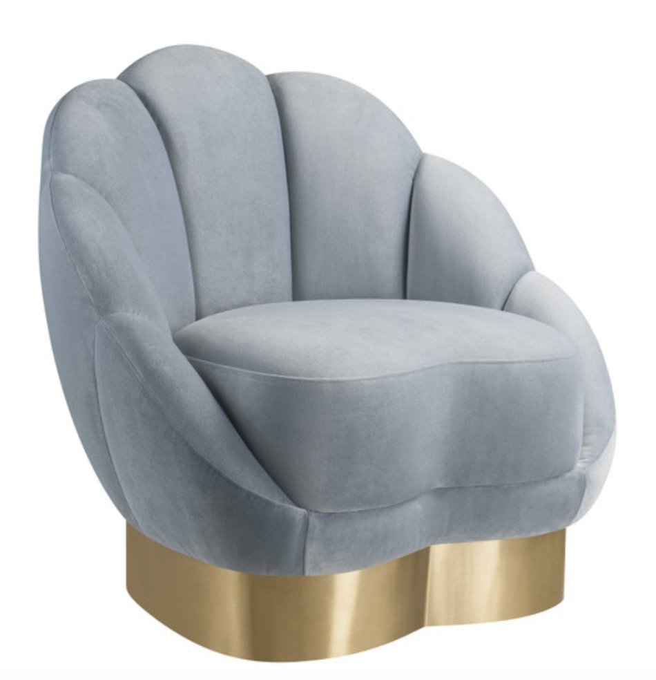 Bloom Sea Blue Velvet Chair - Image 0