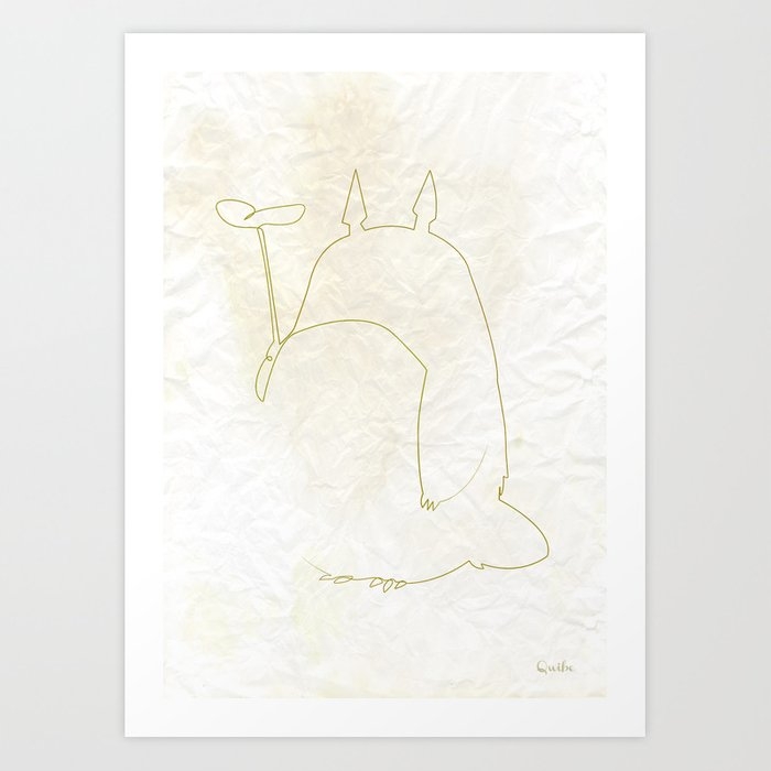 One line Totoro Art Print 8x10 - Image 0