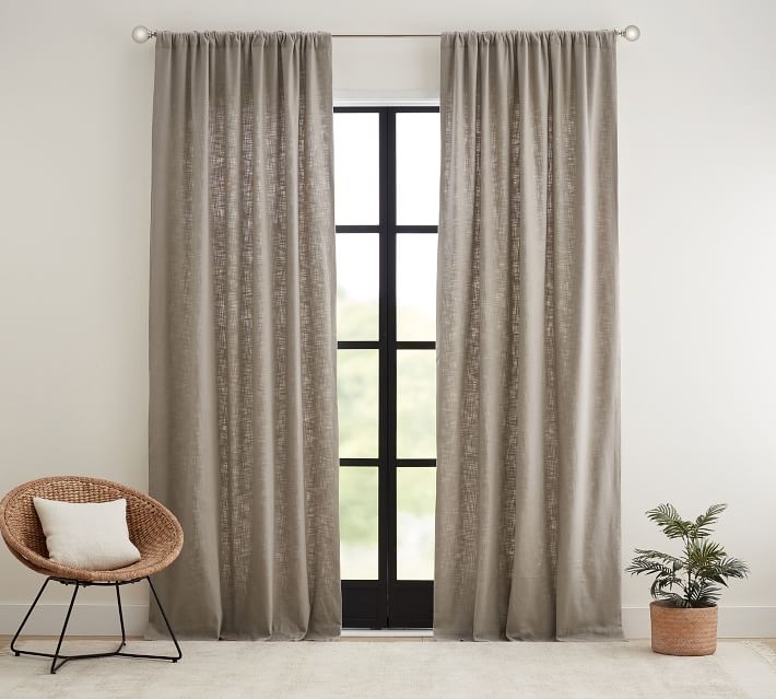 Seaton Textured Cotton Curtain 108", Dark Flax - Image 0