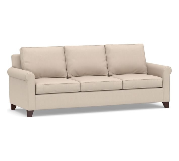 Cameron Roll Arm Upholstered Sofa 88" 3-Seater, Polyester Wrapped Cushions, Sunbrella(R) Performance Sahara Weave Oatmeal - Image 0