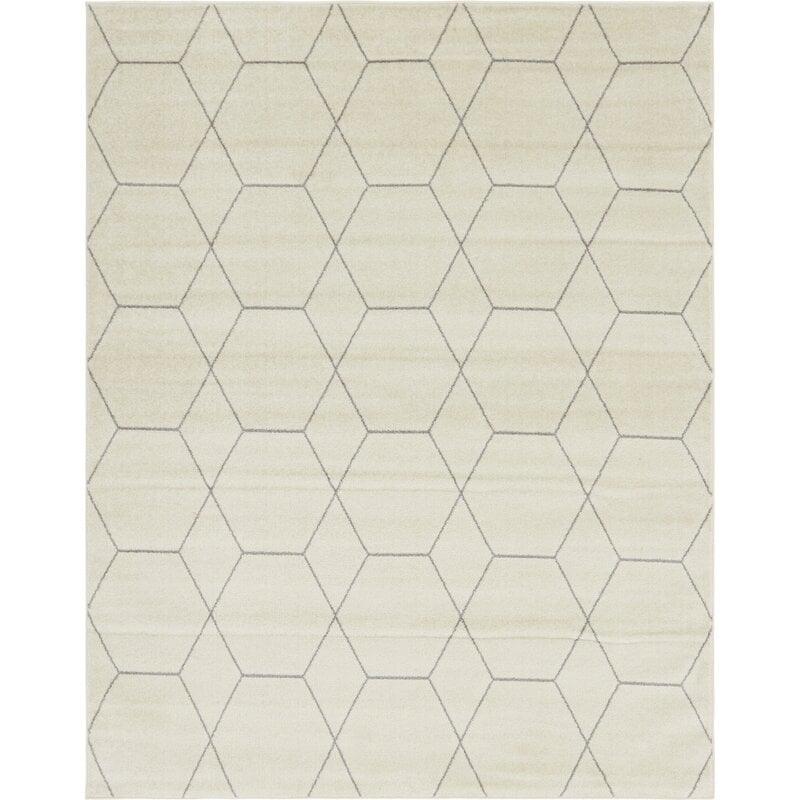 Elborough Geometric Ivory Area Rug - Image 0