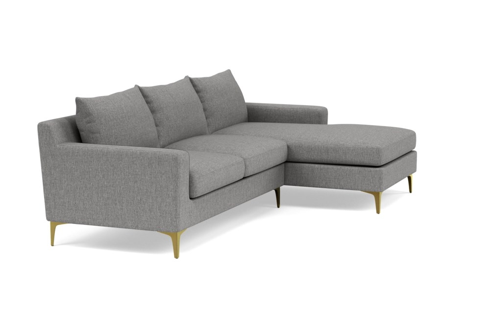 SLOAN Sectional Sofa with Right Chaise- Plow Cross Weave-Brass Plated Sloan L Leg - Image 1