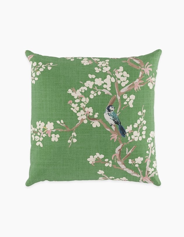 Outdoor 20" Throw Pillow, Jade Cherry Blossom, 20" x 20" - Image 0