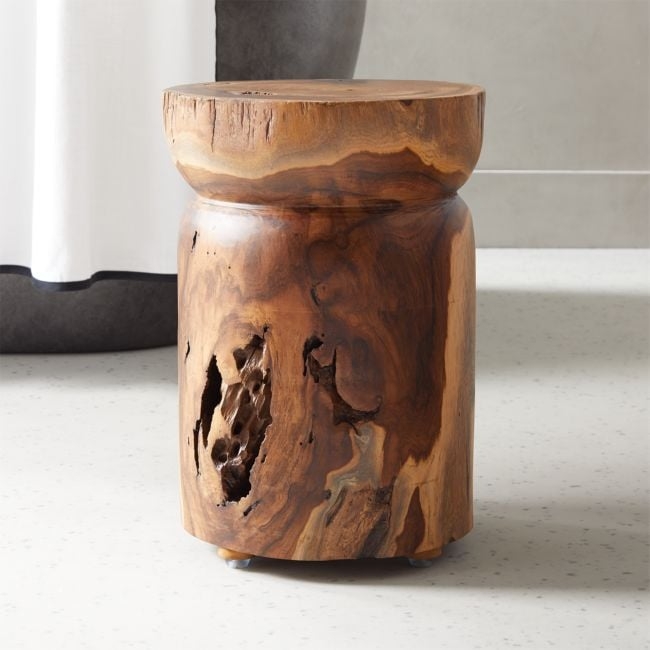 Teak Natural Round Bathroom Stool - Image 0