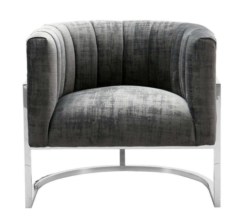 Magnolia  Slub Grey Chair with Silver Base - Image 1
