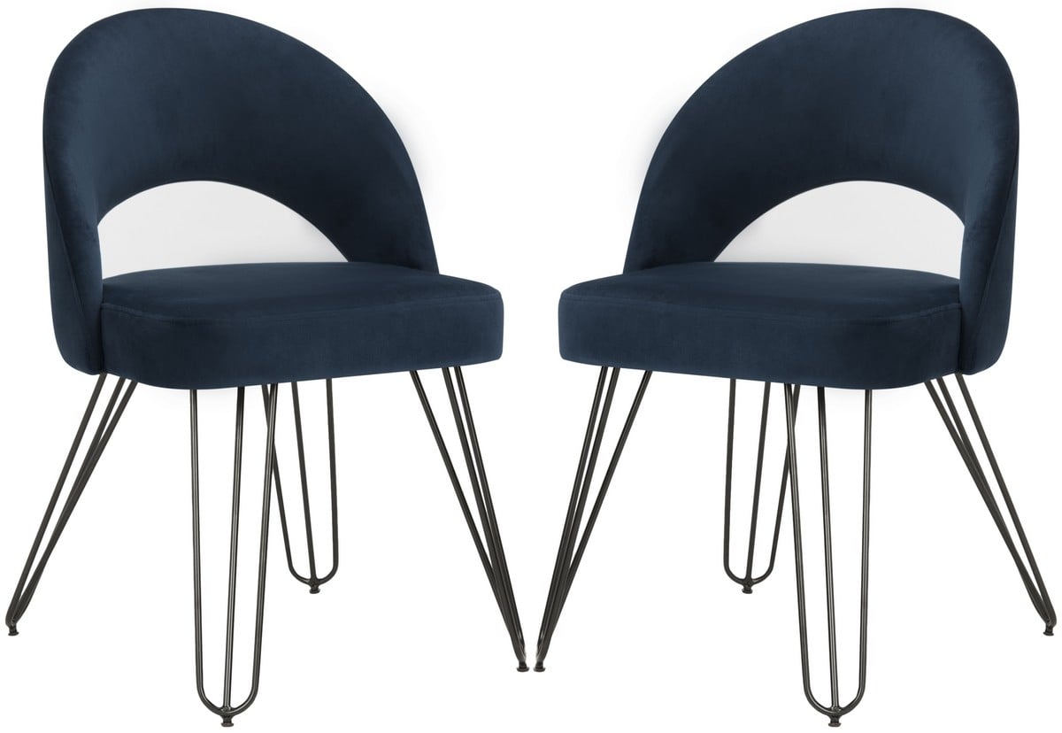 Jora Velvet Retro Dining Chair - Navy - Arlo Home - Set of 2 - Image 0
