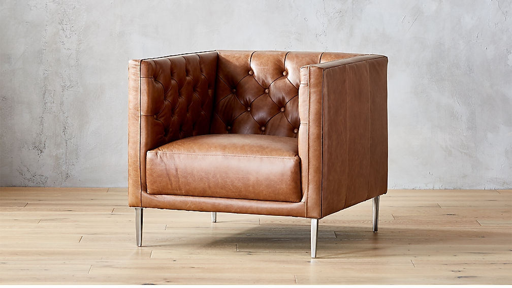 Savile Dark Saddle Brown Leather Tufted Chair - Image 3