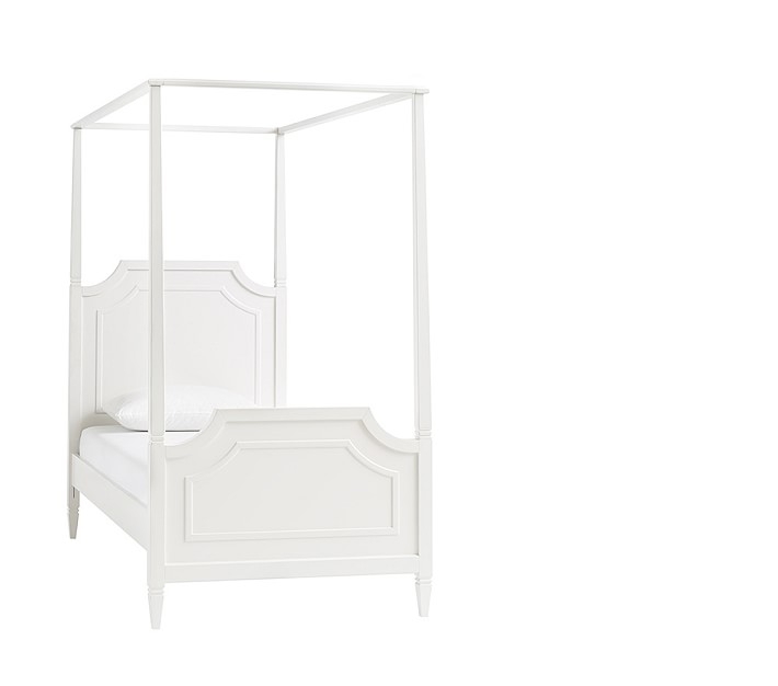 Ava Regency Queen Canopy Bed, Simply White - Image 1