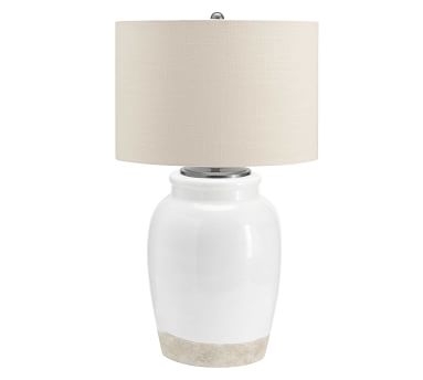 Miller Small Table Lamp, 18" H Ivory Base with Medium Textured Straight Sided Shade, Sand - Image 5