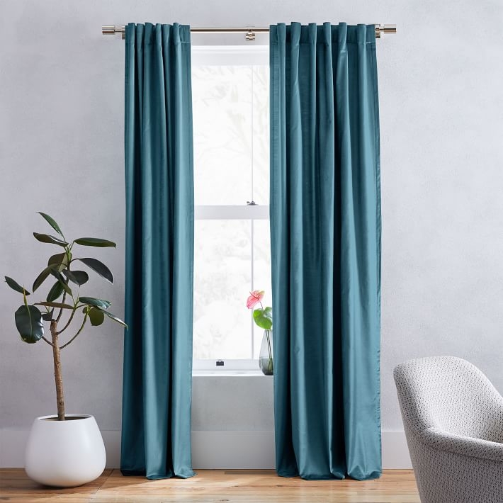 Luster Velvet Curtain, Regal Blue, 48"X84" - Image 0