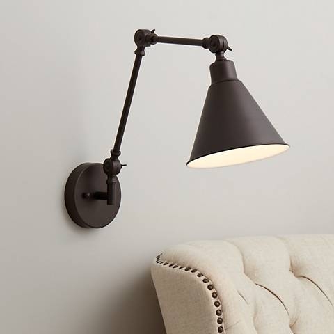 360 Lighting Wray Bronze Metal Adjustable Hardwire Wall Lamp - Image 0
