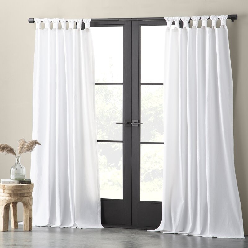 Nolan Washed Cotton Casual Solid Semi-Sheer Tab Top Single Curtain Panel - Image 0