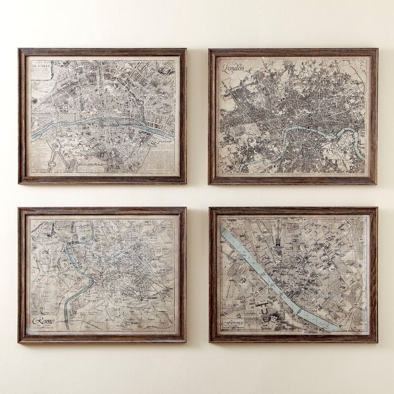 'Sepia Florence Map' Picture Frame Painting - Image 6
