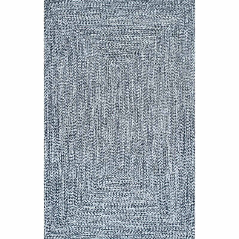 Braided Striped Handmade Medium Blue/Off-White Indoor / Outdoor Area Rug - Image 0