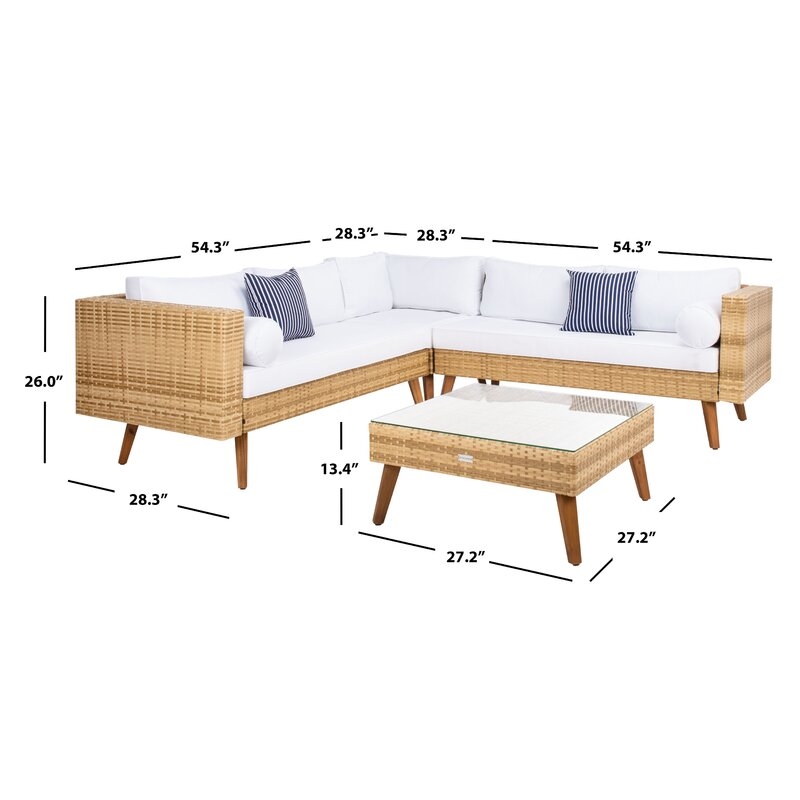 Chicago Outdoor 4 Piece Sectional Seating Group with Cushions - Image 2