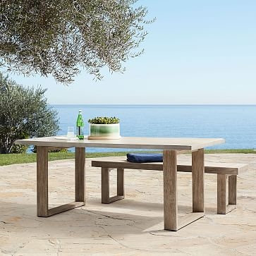 Concrete Outdoor Dining Table, Weathered Gray - Image 1