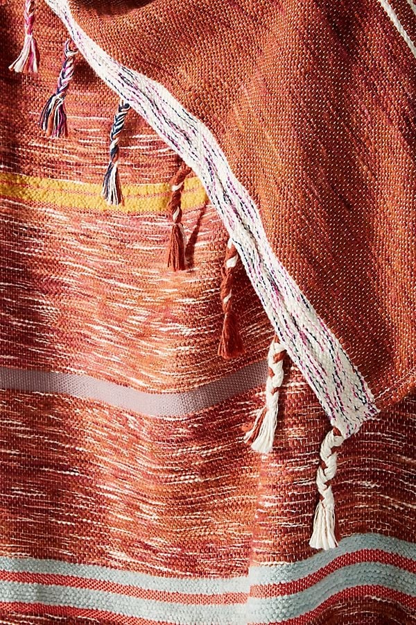 Woven Anya Striped Throw Blanket - Dark Orange - Image 1