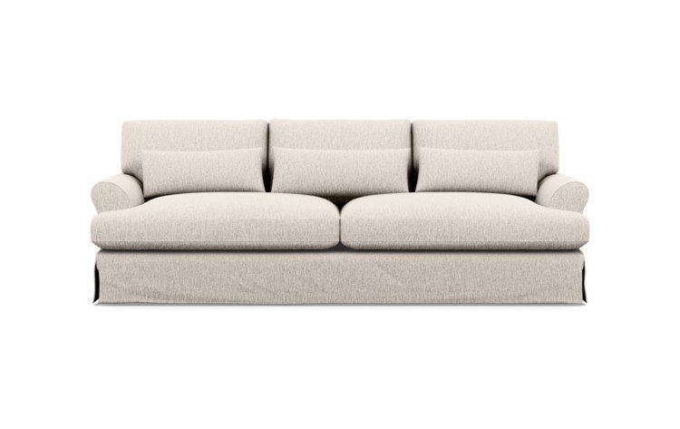 Maxwell 90" Slipcovered Sofa in Wheat with Oiled Walnut w/ Brass Cap Stiletto Legs - Image 0