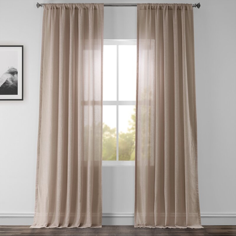 Cris Solid Sheer Rod Pocket Single Curtain Panel - Image 0