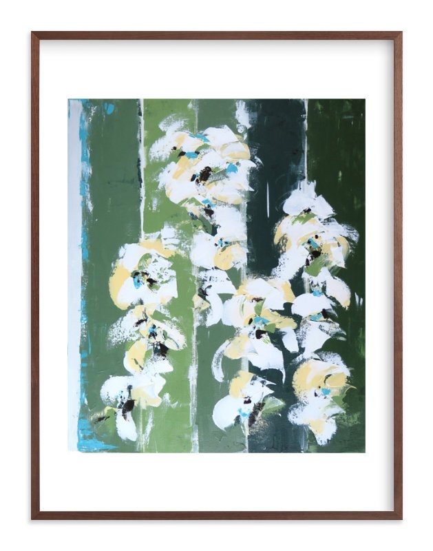 white poppies - 30 x 40" walnut wood frame, white boarder - Image 0