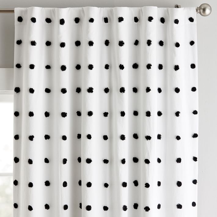 Tufted Dot Blackout Curtain Panel  set of 2 - Image 1