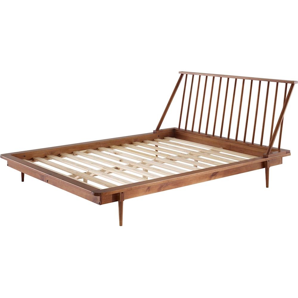 King Mid Century Modern Solid Wood Spindle Platform Bed - Caramel - Image 2