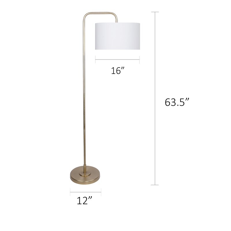 Dale 64" Arched Floor Lamp-Plated Gold/Off-White Linen - Image 2