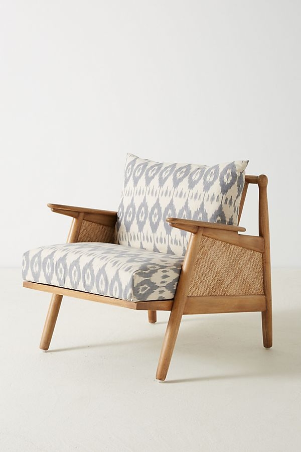 Washed Ikat Cane Chair - Image 1