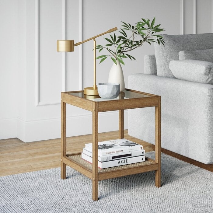 Emmie Glass Top End Table with Storage - Image 0