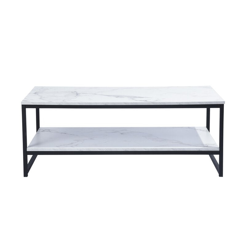 Marble White Katharyn Frame Coffee Table with Storage - Image 0