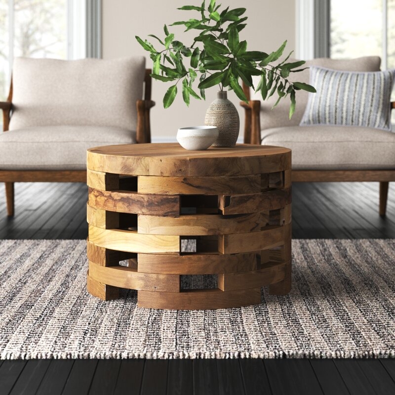 Bandla Solid Wood Drum Coffee Table - Image 1