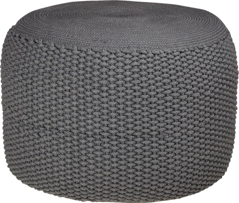 Criss Knit Grey Pouf - Image 1